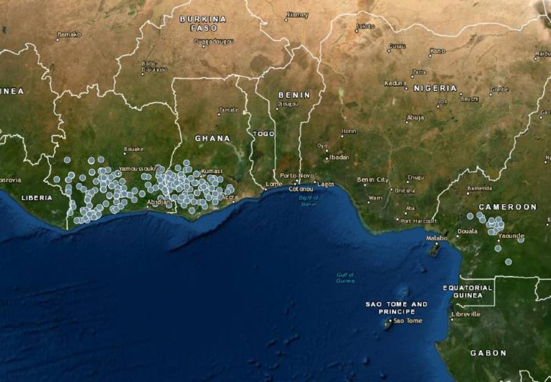 Carte de l'Afrique de l'Ouest Web