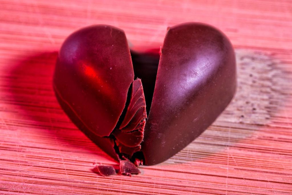 coeur brisé au chocolat