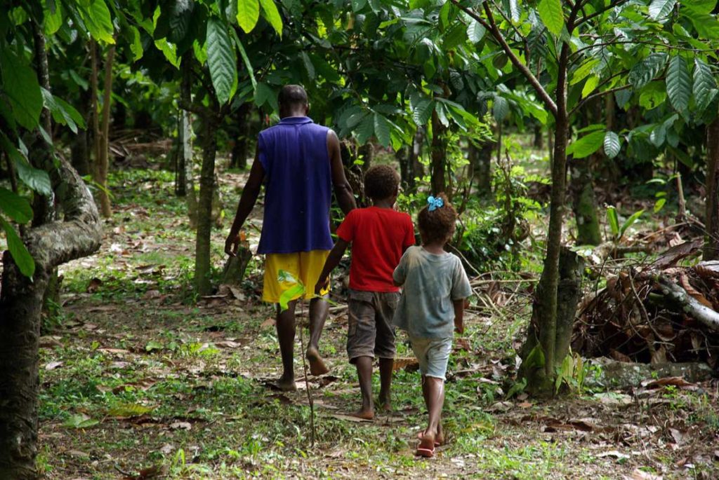 Cocoa Farmer With Children