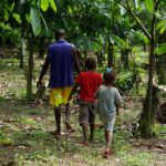cocoa farmer with children